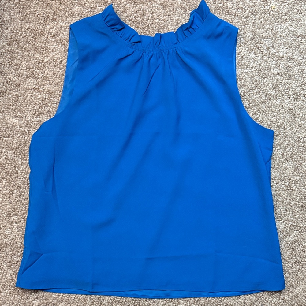 J. Crew Sleeveless Ruffle-Neck Camisole - Royal Blue